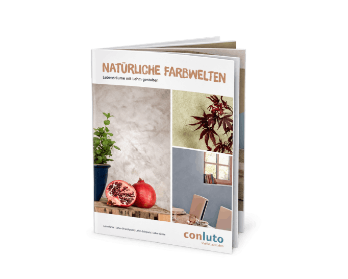 Farbfächer und Broschüre zu conluto Lehmfarben
